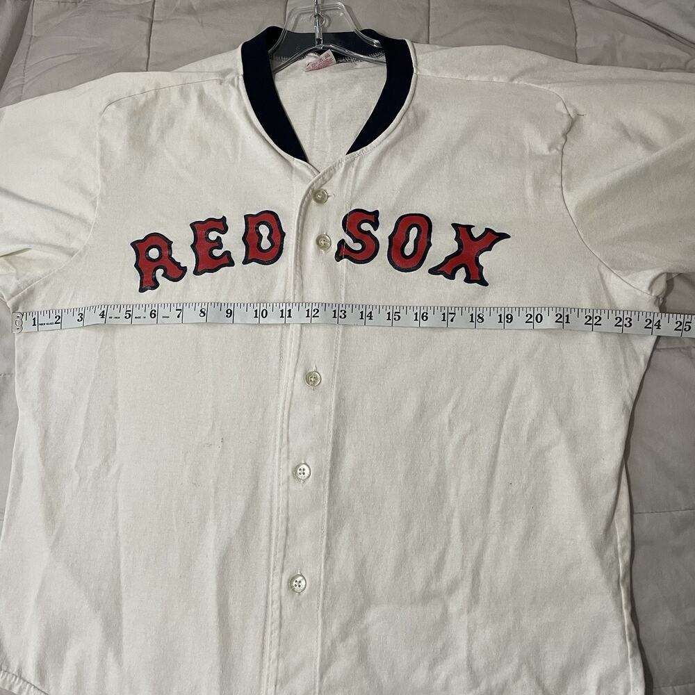 Vintage Rawlings Boston Red Sox Front Button Baseball Shirt Jersey Size XL White - Picture 3 of 9